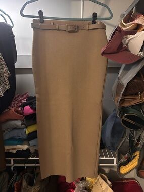Zara Camel Pencil Skirt with Belt